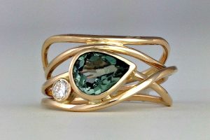 Green Tourmaline Horizon Ring