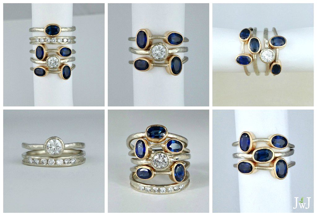 Showcasing the versatility of the stacking ring set.