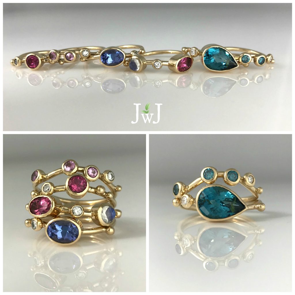 Gemstone stacking rings