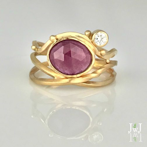Pink Sapphire Twist Ring - Jeanette Walker Jewellery
