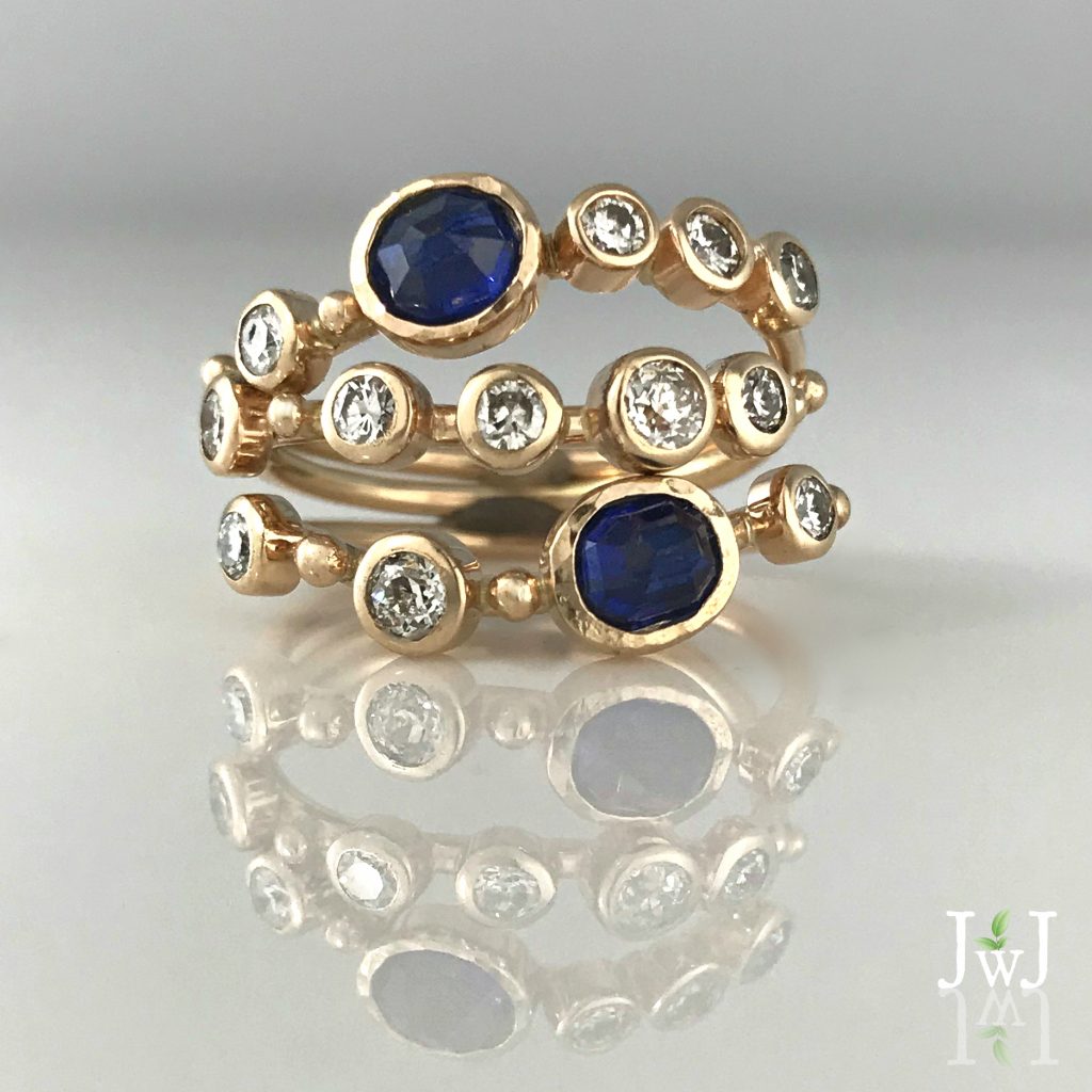 Diamond Sapphire Stacking Rings