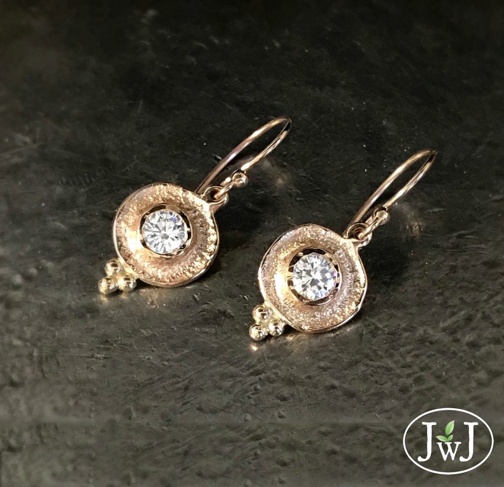 The ancient technique of sand casting is kept alive in our seaside studio and the Ancient Diamond Earrings inform the “old age” look of our signature style.