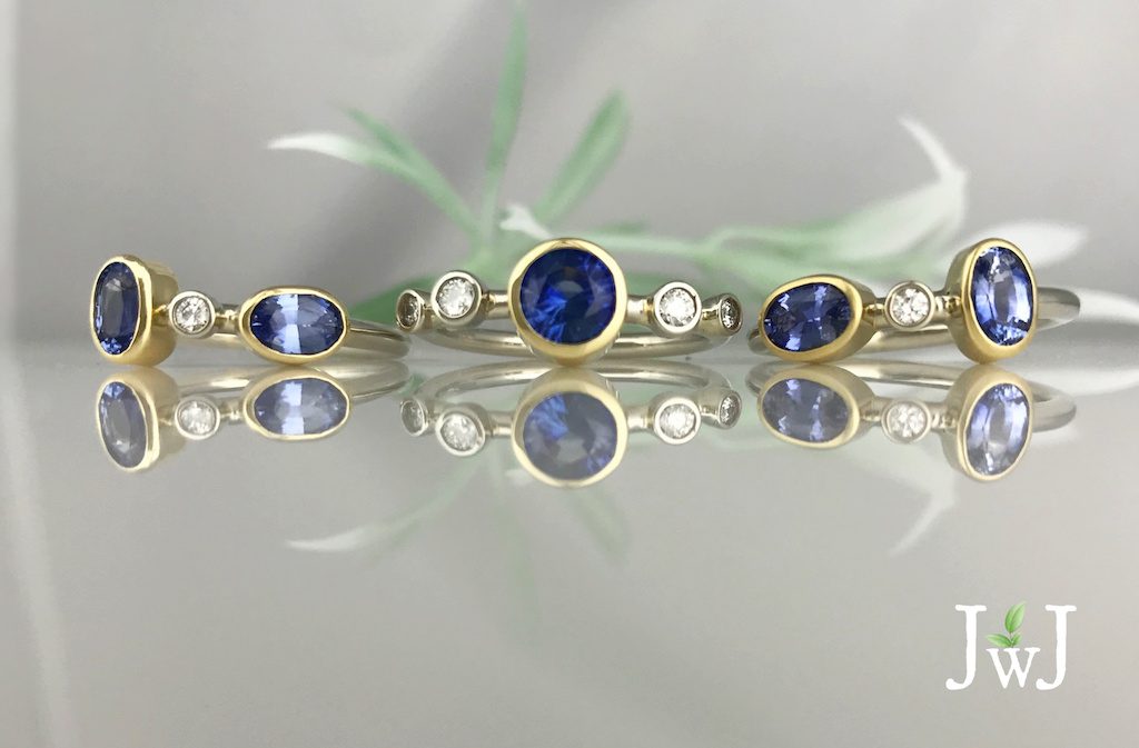 sapphire diamond stacking rings