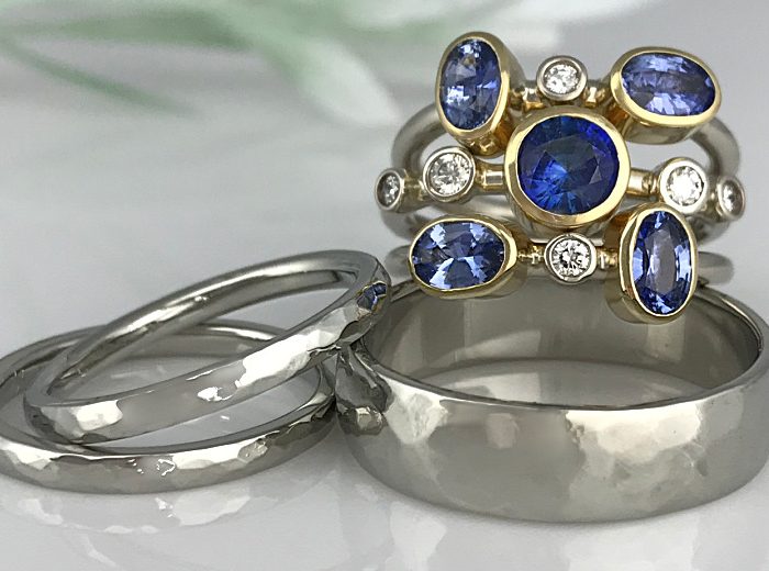 Sapphire Diamond Stacking Wedding Rings