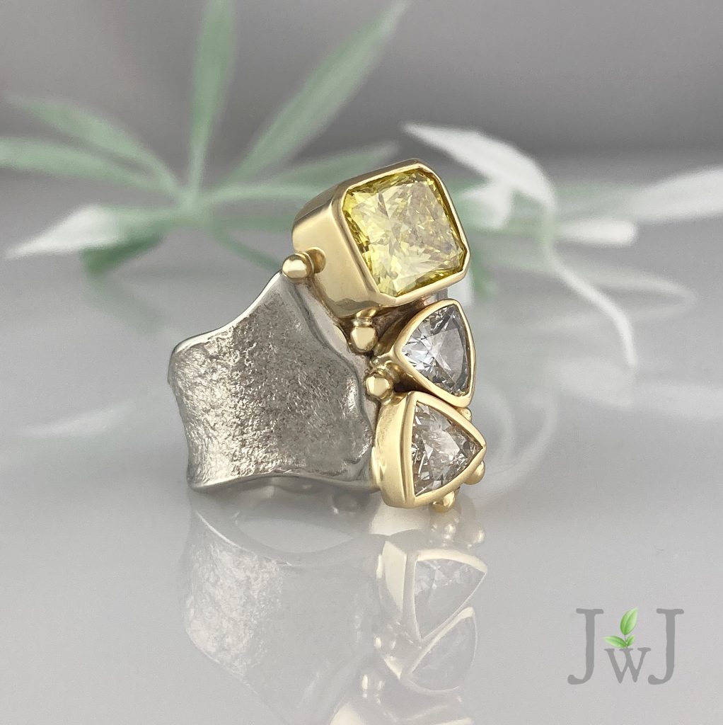 The Yellow Diamond Empowering was created using the ancient technique of sand casting with Recycled Gold and Recycled Diamonds.