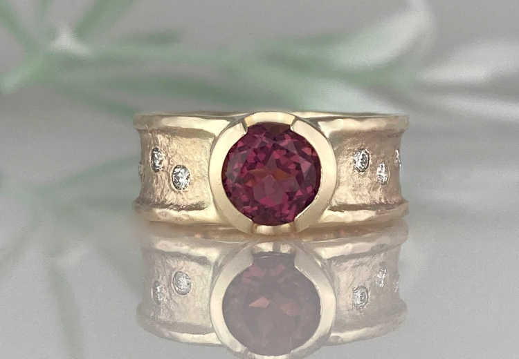 Betty's Pink Tourmaline Ancient Sands Ring - Jeanette Walker Jewellery