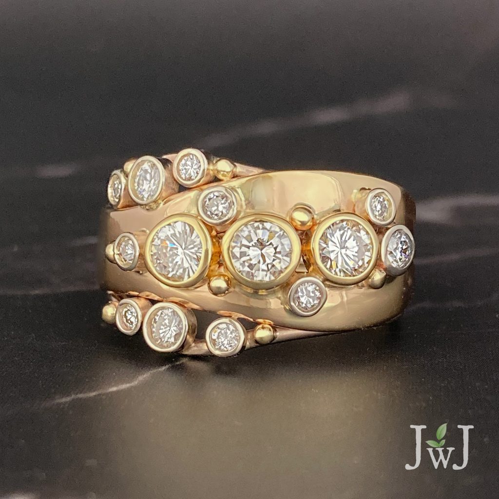 Bubbles & Wake Diamond Drift Ring