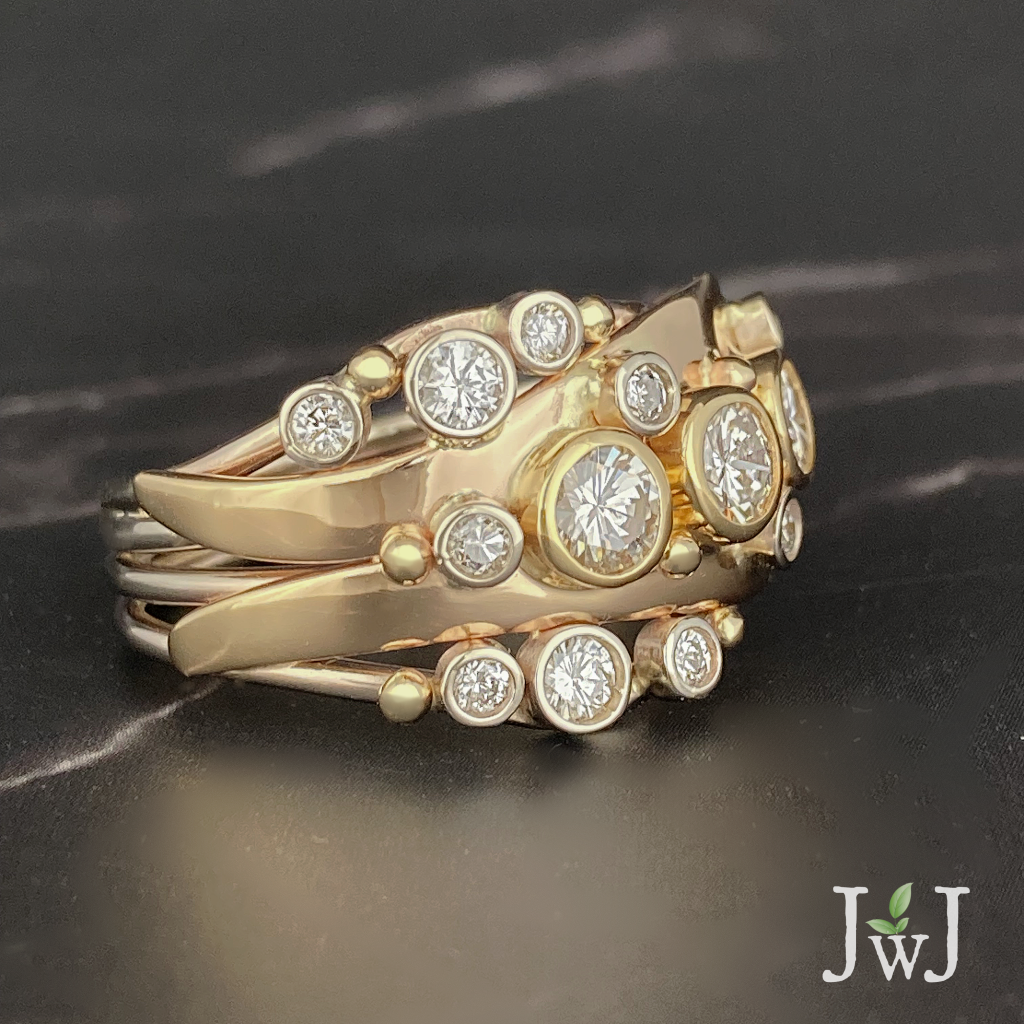 Bubbles & Wake Diamond Drift Ring